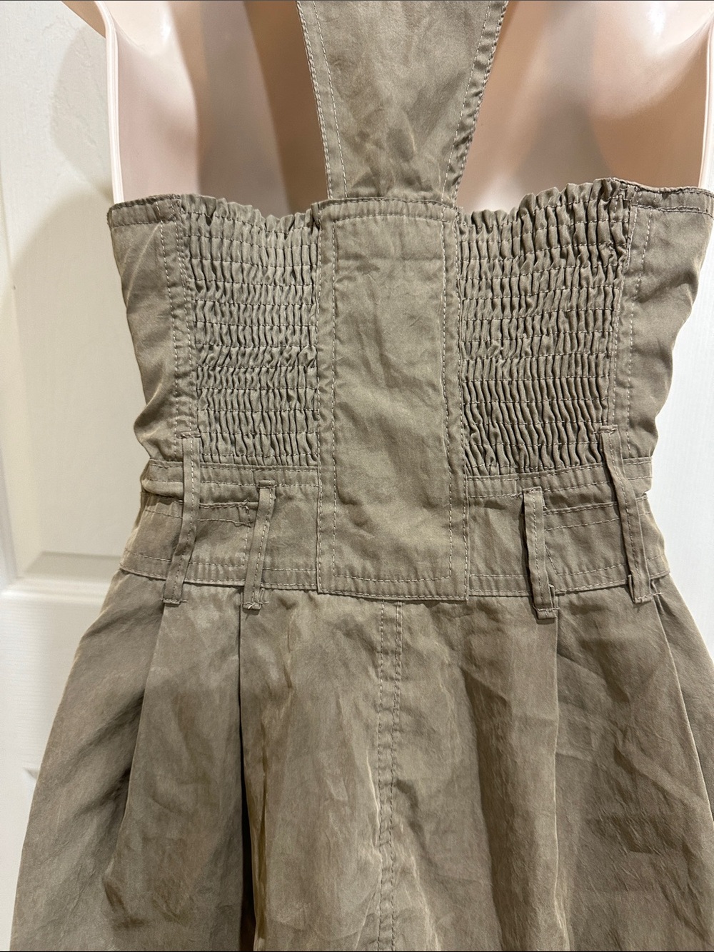 Olive Button-Front Utility Sundress - Picture 9 of 10